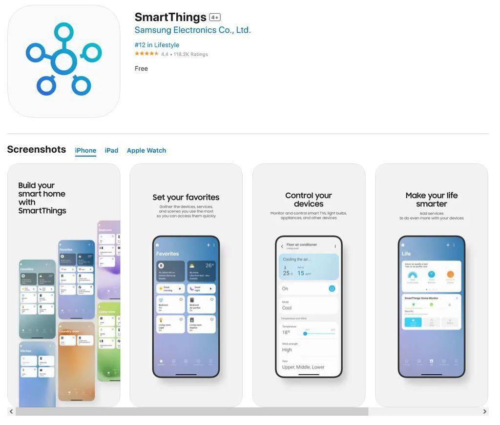 米家应用添加苹果家庭版:三星更新iOS/iPadOS版SmartThings应用：添加对Matter设备的支持